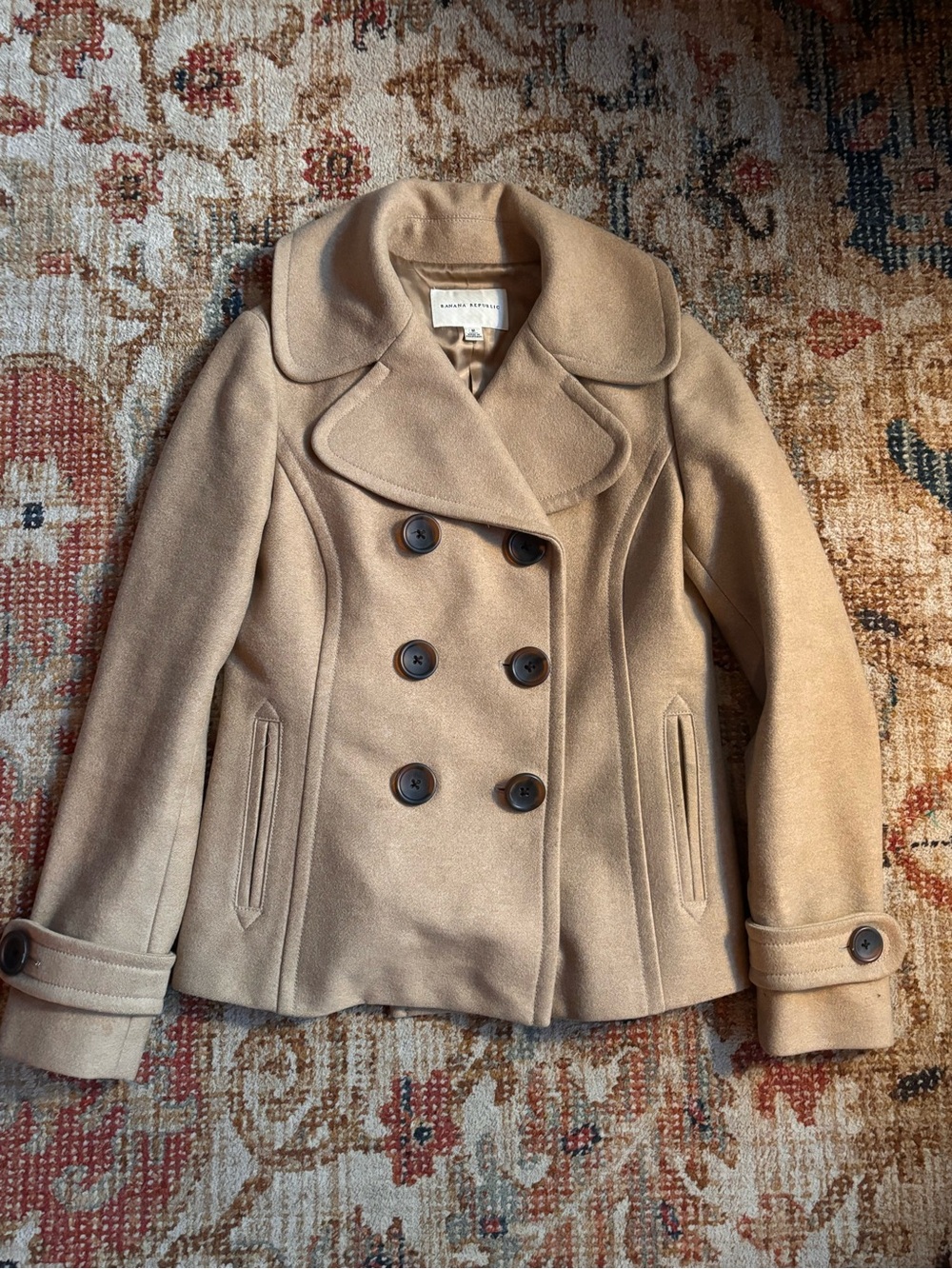 Banana Republic Women's Camel Double-Breasted Peacoat